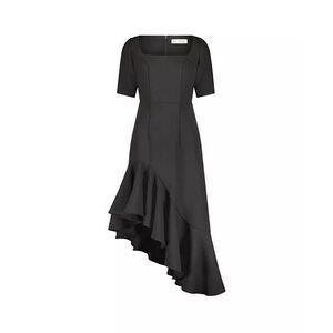 MAC DUGGAL Black Crepe 3/4 Sleeve Asymmetrical Hem Dress NEW NWT